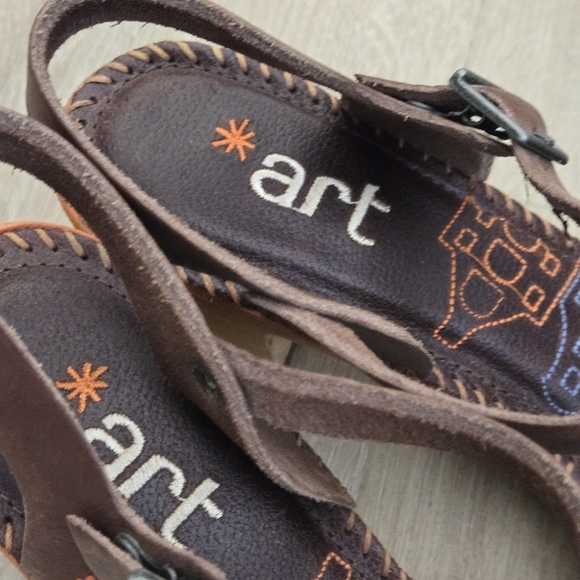 THE ART COMPANY Open Toe Wood Heeled Sandal Brown Leather Women's EU 41 - Picture 7 of 11